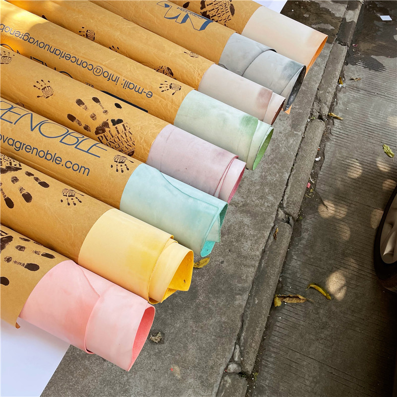 意大利风格Ghost糖果色擦蜡植鞣革 不掉粉白雾蜡纯牛皮皮料DIY牛