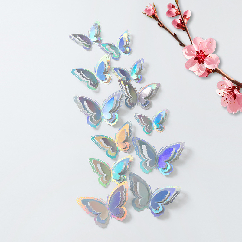 Simulación 3D de la escena de la mariposa tridimensional, accesorios, decoración de paredes, accesorios de pegatinas de pared de sentido avanzado, decoración del hogar