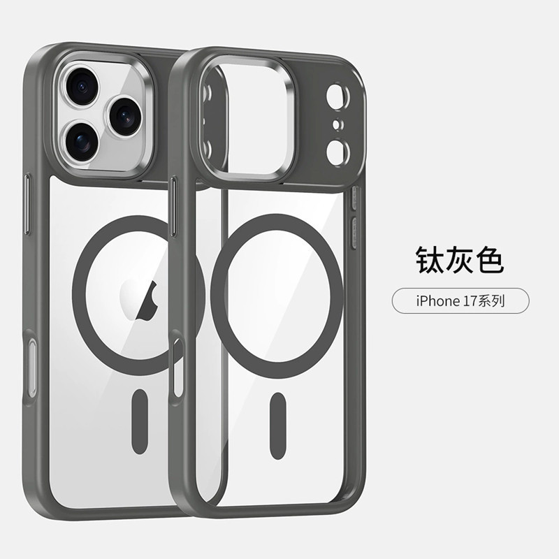 适用苹果17ProMax金属鹰眼手机壳磁吸iphone17透明防摔镜头保护套|undefined