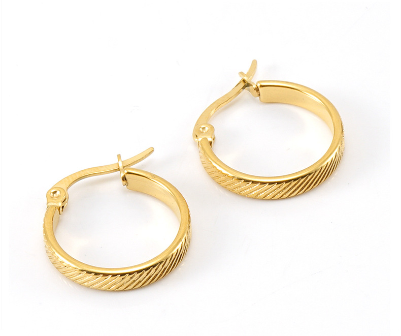 Mode Rond Acier Inoxydable Boucles D'oreilles Cerceau Plaqué Or Boucles D'oreilles En Acier Inoxydable display picture 2