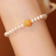 《拂袖吟》天然淡水珍珠手链女老蜜蜡手串简约感设计礼物