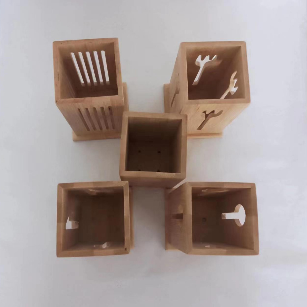 Cocina cuadrada palillos de bambú cuchillo tenedor cuchara clasificación vajilla tubo de bambú caja de vajilla de bambú