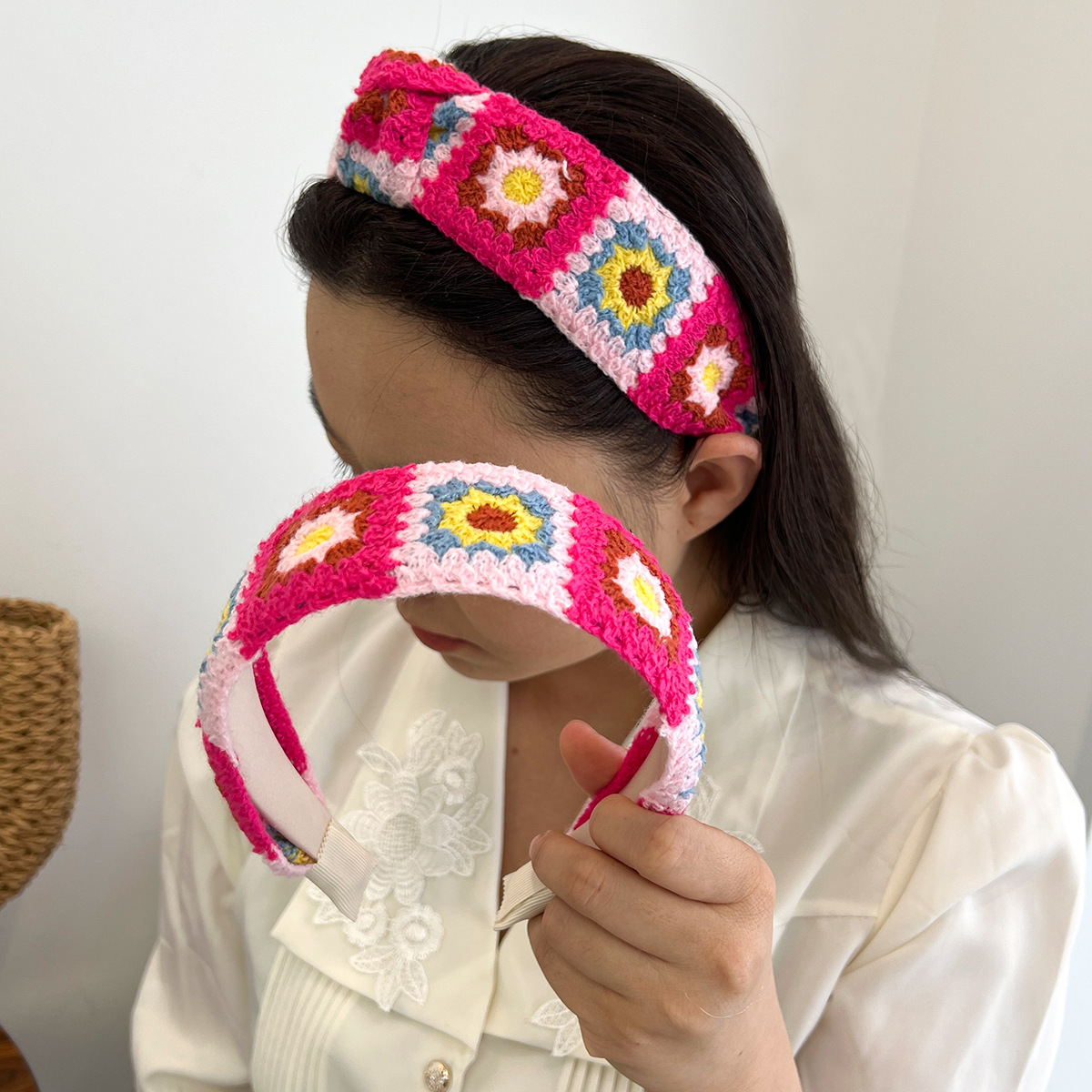 1 Piece Quantity Vacation Sweet Women's Embroidery Knot Flower Knit Hair Band