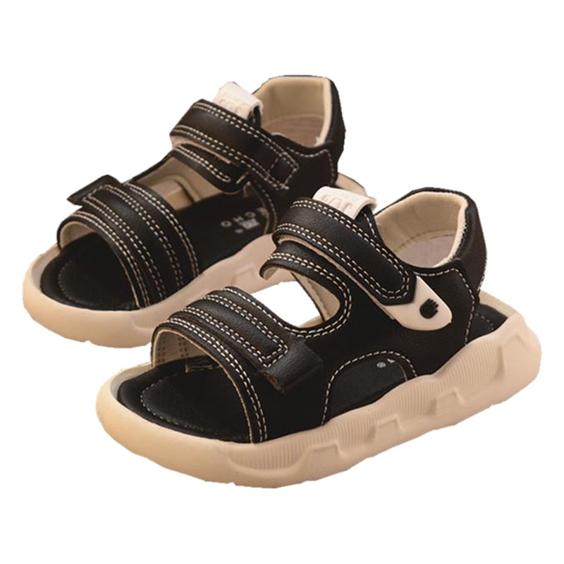 Entrega de una sola pieza Nuevo 2023 Verano de fondo sólido Velcro niños zapatos de estilo coreano zapatos de playa sandalias de los niños ligeros