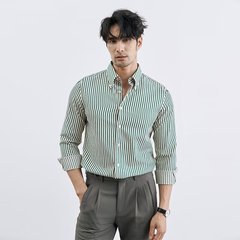 经典款复古衬衫春秋新款衬衫高级感休闲复古条纹衬衫男长袖衬衣潮