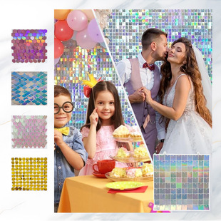 Sequin wind plate wedding birthday party stage decoration background wall birthday scene layout supplies support cross-border