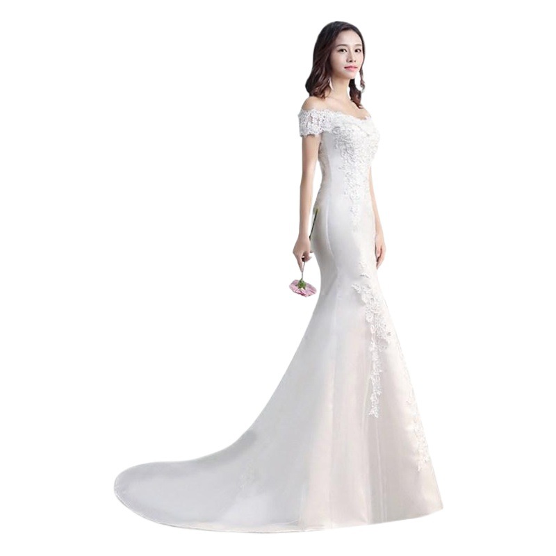 Vestido de Novia Estilo Mori de Un Solo Hombro, Vestido de Novia con Cola de Sirena Ajustado Estilo Princesa, Vestido de Novia Ligero, Nuevo Estilo 2026