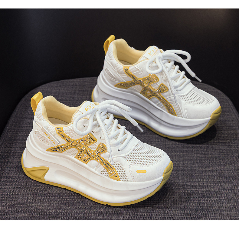 Giày sneaker nữ đế dày tăng chiều cao lưới thoáng khí mùa hè phong cách thể thao — M2916-2 Vàng kem, M2916-2 Xám kem, M2916-2 Xám chi tiết 22