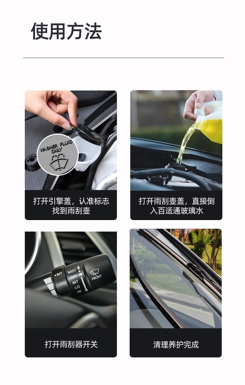 Baisitong Glass Cleaner Car Wiper Fluid Winter Antifreeze Wiper Glass Cleaner -37 Degrees Universal for All Seasons