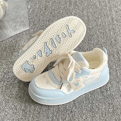 小众韩系板鞋女款2025新款夏季透气厚底小白鞋配裙子面包鞋ins潮