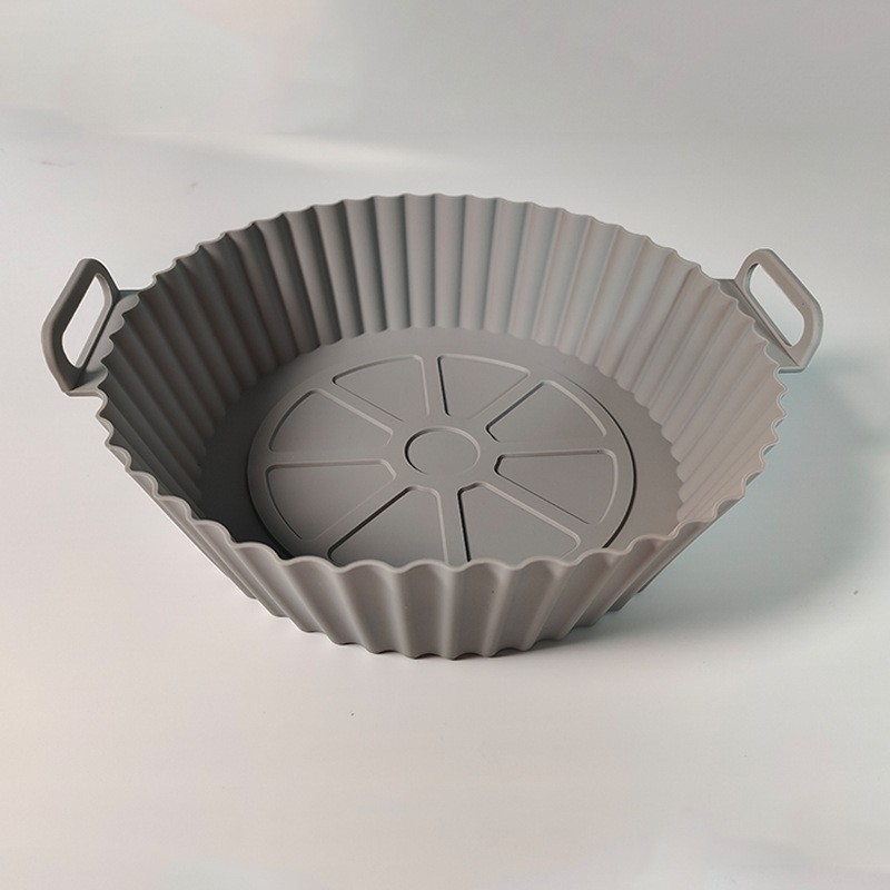 Explosión transfronteriza aire frito plato de horneado de silicio resistente a altas temperaturas plegable fácil de limpiar cojín de plato de horneado de silicio redondo