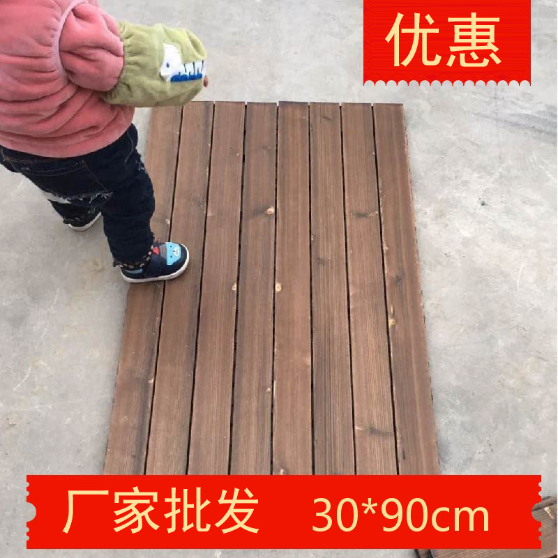 Piso de Madera Maciza Carbonizada 30x90 cm de Madera de Alcanfor Anticorrosivo para Corredor