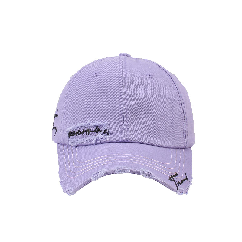Británico retro artístico primavera y verano sombrero hombres y mujeres al aire libre lavado rasgado moda gorra de béisbol en stock multi-color casquillo enarbolado