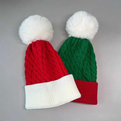 European and American Christmas Hat Wool Hat Autumn and Winter Warm Wool Ball Hat Merry Christmas Bell Hat