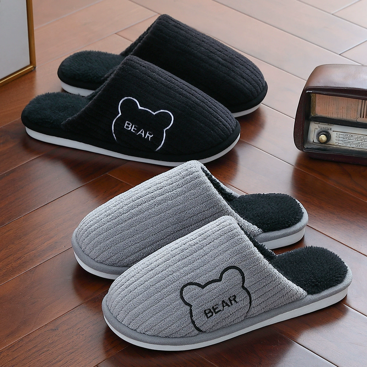 Осенние и зимние хлопчатобумажные тапочки женские толстые подошвы в помещении, теплый и удобный, бархат