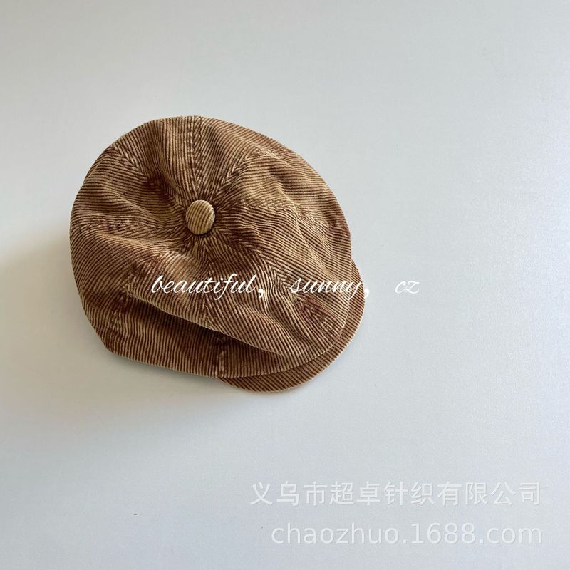 妥妥的秋冬范儿灯芯绒显白显瘦气质有个性成人儿童八角帽|undefined