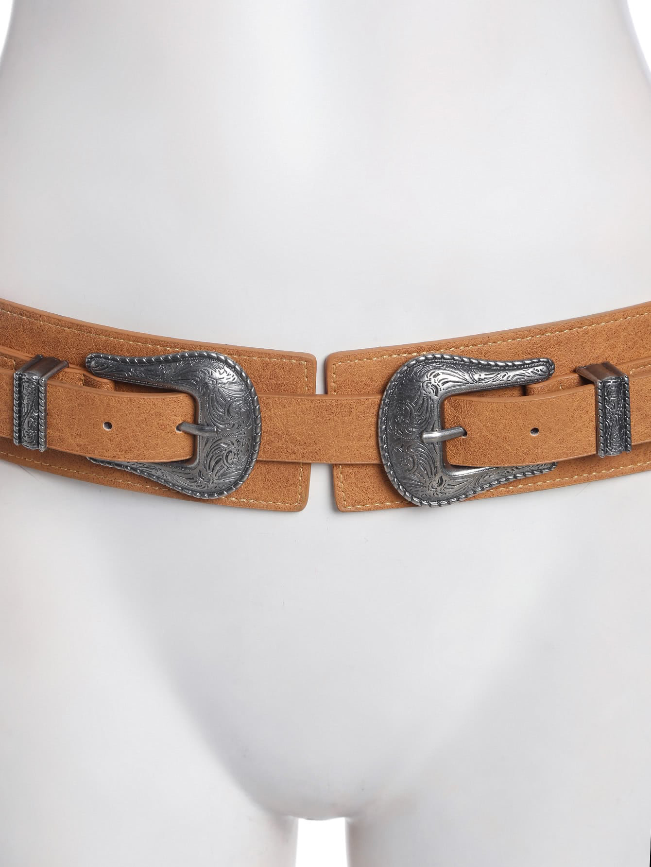 Cowboy Style Solid Color Imitation Leather Patchwork Women's Leather Belts 1 Piece display picture 1