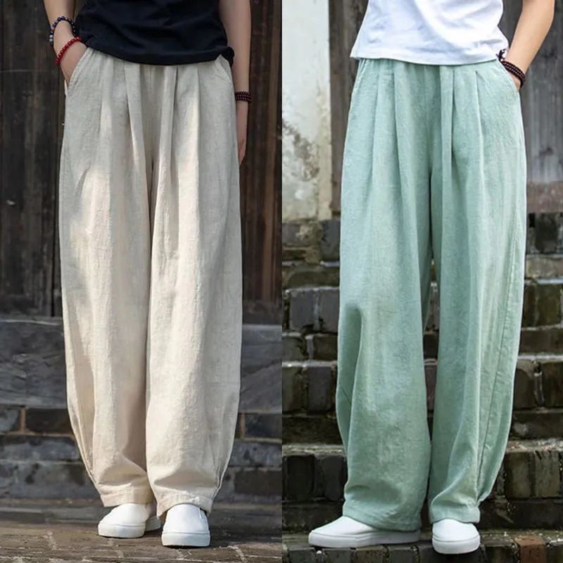 Hemp Pants New Chinese Artistic Retro Women's 2023 Summer New Loose Slimming Cool Quick-drying Trousers