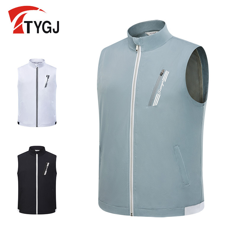 TTYGJ New Golf Sports Men's Vest Windproof Collar Vest Sleeveless Jacket Casual Simple Jacket