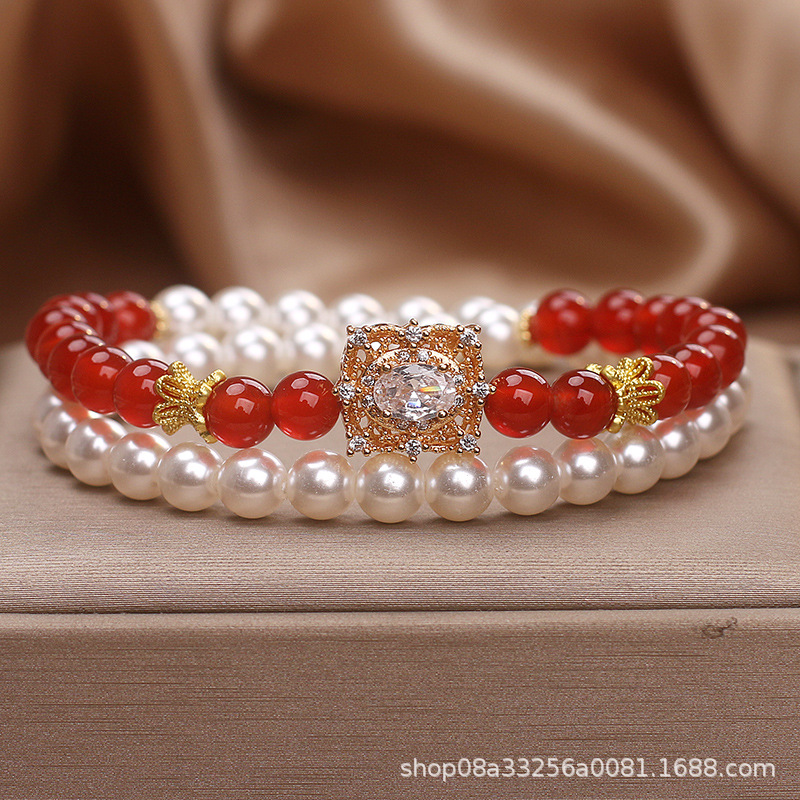 Organic onyx retro bracelet pearl