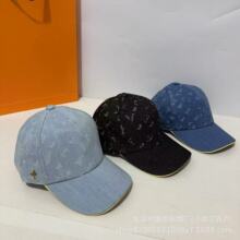 新款男女复古棒球帽条纹字母亮片牛仔布时尚个性户外运动遮阳批发