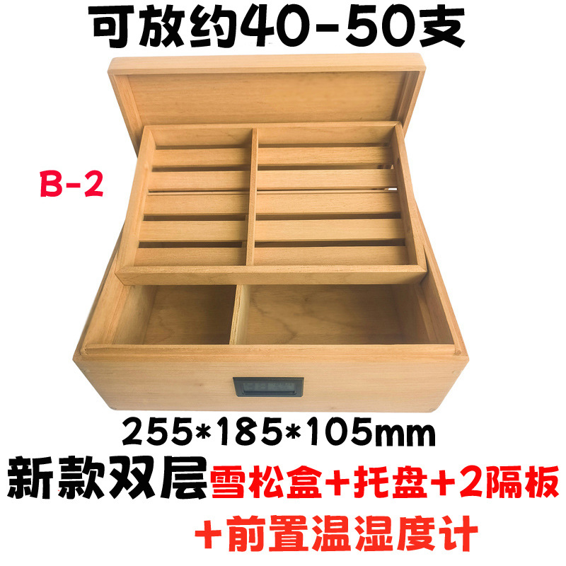 Caja de madera de cedro española, caja de cigarros, claraboyas de madera sólida de doble capa, caja de humidificación portátil de cigarros. image 20