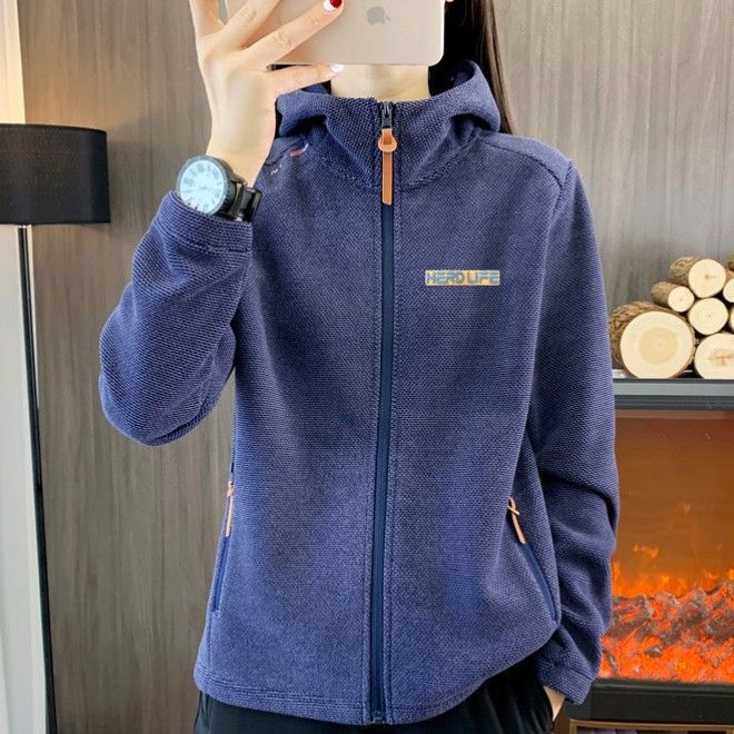 Autumn and Winter Hooded Sweatshirt Jacket Women's Thin Velvet Spring and Autumn New Sports Zipper Short Cardigan Autumn Thick Top