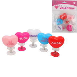 Valentine's Day Love Jumping (Pack of 5) Suction Cup Bouncing Plastic Toy Holiday Giveaway Gift for Export Only