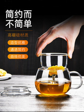 茶杯玻璃杯過濾泡花茶家用帶蓋帶把杯子茶水分離男女辦公透明水杯