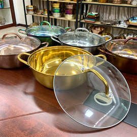 304不锈钢火锅鸳鸯锅商用不串味鸳鸯火锅家用大容量加厚平底汤锅