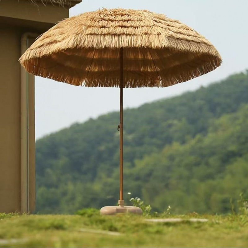 Sunshade Outdoor Imitation Straw Umbrella Thatch Sun Umbrella Courtyard Photography Balcony Garden Decoration Beach Jar Jar Baked Milk