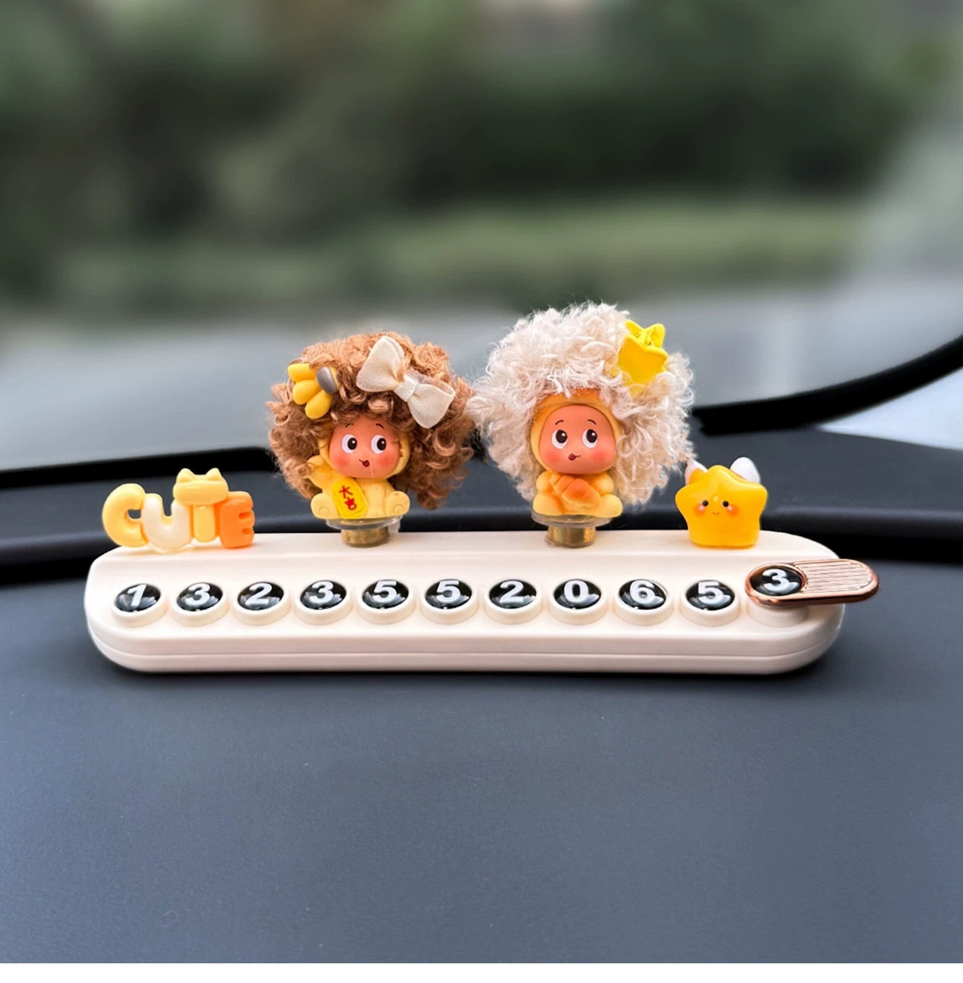 2026 New Model Bread Star Temporary Parking Number Plate for Moving Car, Phone Number Plate for Car, Cute Car-Mounted Mobile Phone Holder