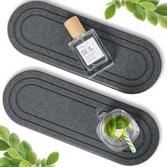 浴室カウンタートップ排水マット、キッチン乾燥マット、蛇口シンク、吸水速乾ストーンプレート、ソープホルダーの2点セット
