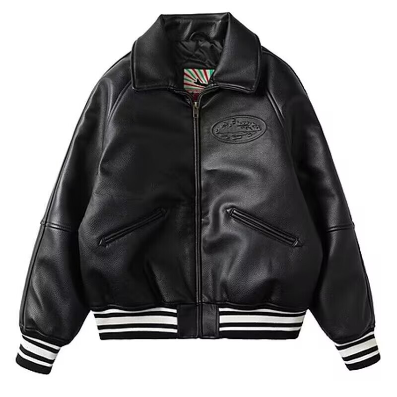 24SS American Style Street Retro PU Leather Men's Spring and Autumn All-match MA1 Flying Motorcycle Jacket Fashionable Jacket