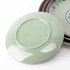 A5高檔密胺餐具印花古典藍青花淺式圓盤酒店餐廳隔熱耐摔仿瓷餐盤