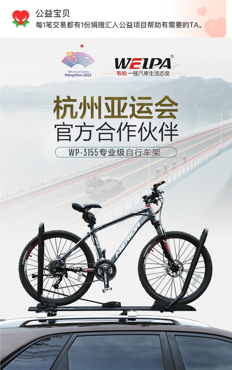 Weipa Car Roof Bicycle Rack, Foldable and Flat, Car-Mounted Suv Mountain Bike Rack, Fixed Luggage Rack