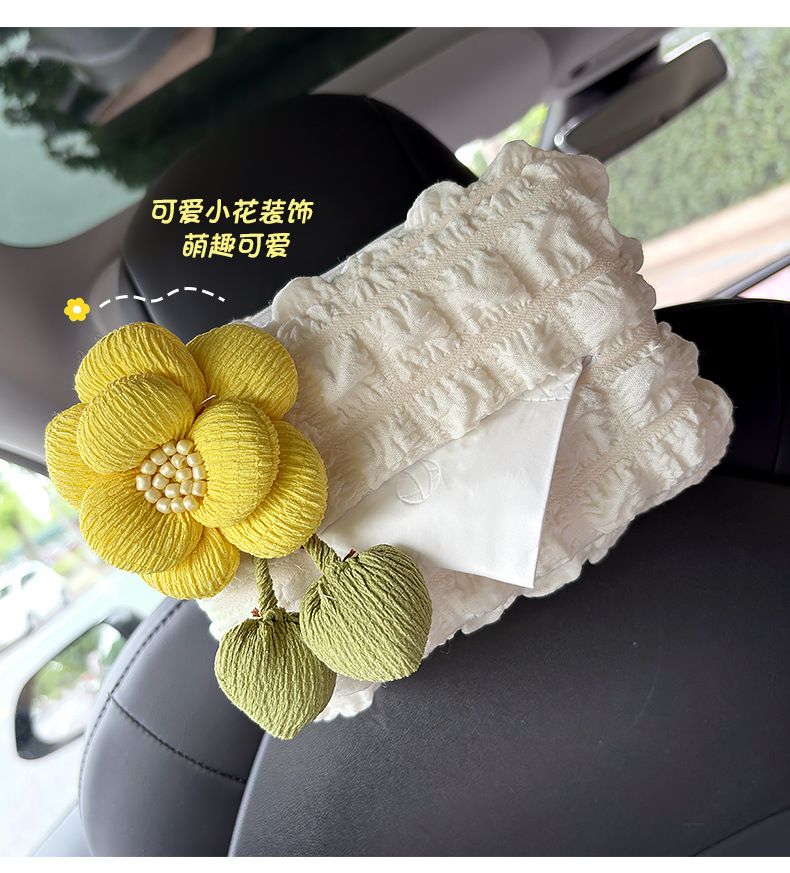Car Tissue Box Seat Back Hanging Creative Cute Simple Armrest Box High-End Car Tissue Box Hanging Bag Decoration for Women