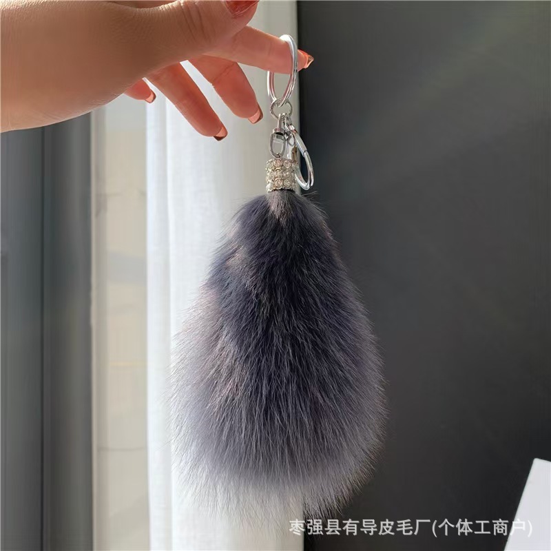 真狐狸毛尾巴汽车钥匙扣挂件个性简约可爱毛绒包包挂饰男女手作|undefined