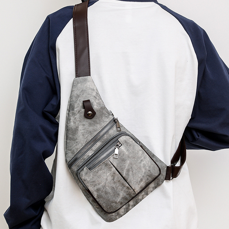 Comercio exterior al por mayor nuevos hombres de cuero suave bolsa de hombro Moda pecho bolsa de viaje al aire libre ligero hombro bolsa de mensajero