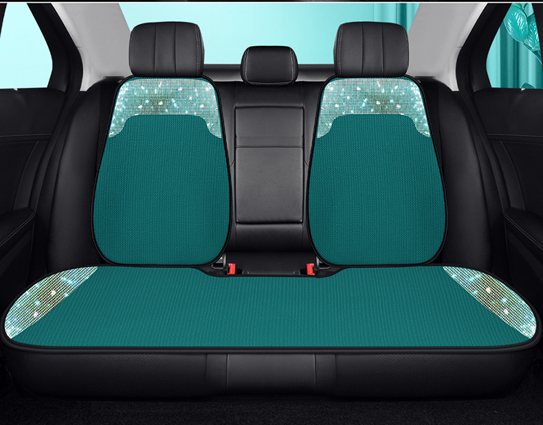 Women's Car Cushion Summer Cool Cushion High-end Atmospheric Full Diamond Car Seat Cushion Pink Four Seasons Universal Three-piece Set