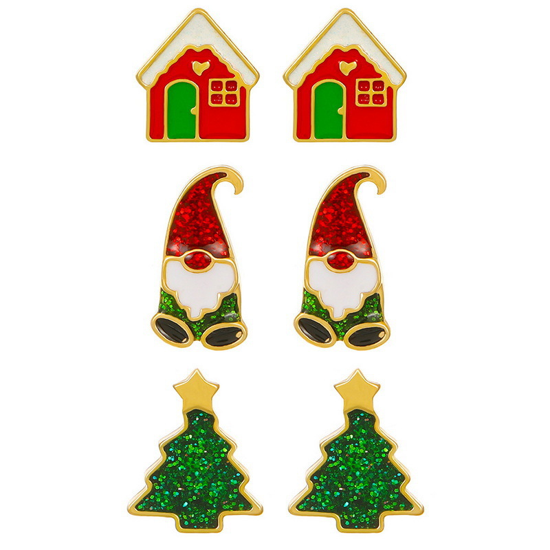 1 Set Simple Style Christmas Tree Santa Claus Christmas Socks Plating Alloy Drop Earrings Ear Studs display picture 4