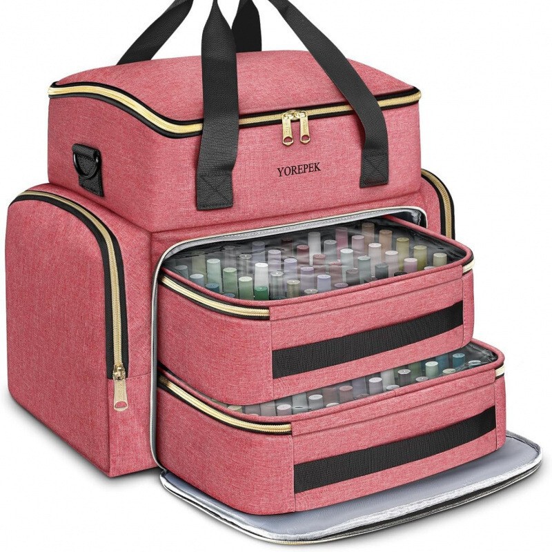 New Double-Layer Nail Polish Storage Box Nail Polish Bag Organizer Bag with 2 Detachable Small Bags and Tool Bag