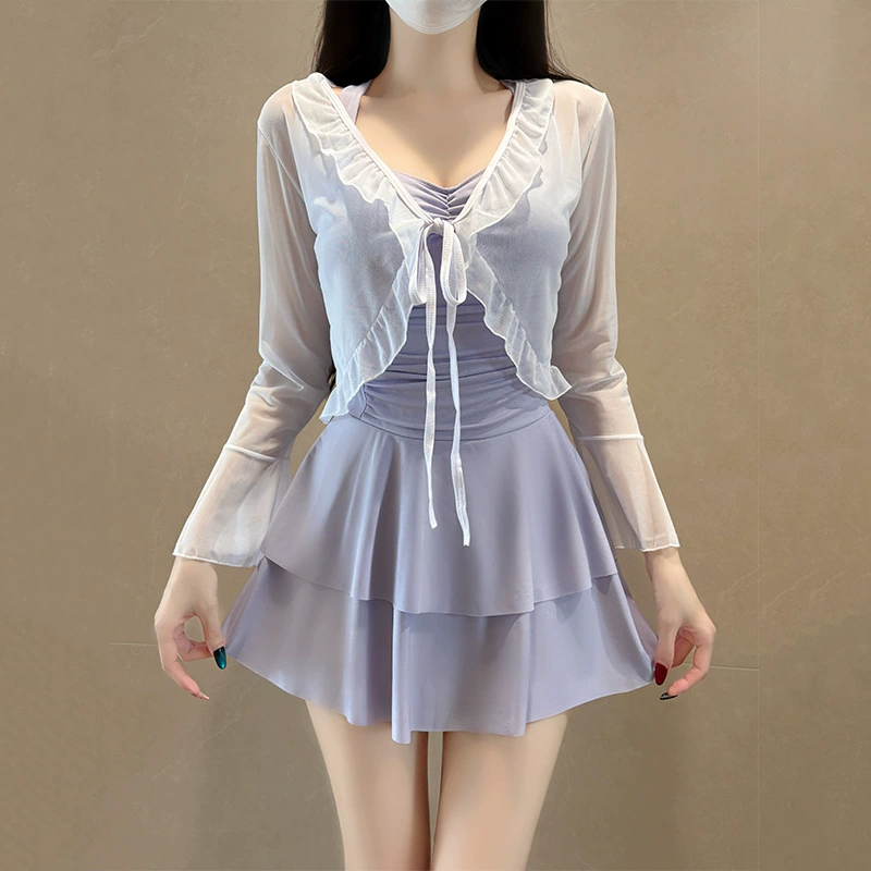 Monokini платье для плавания, Женщины, облегающая слойная юбка, цвета белый/серый синий/чёрный, размеры S–3XL