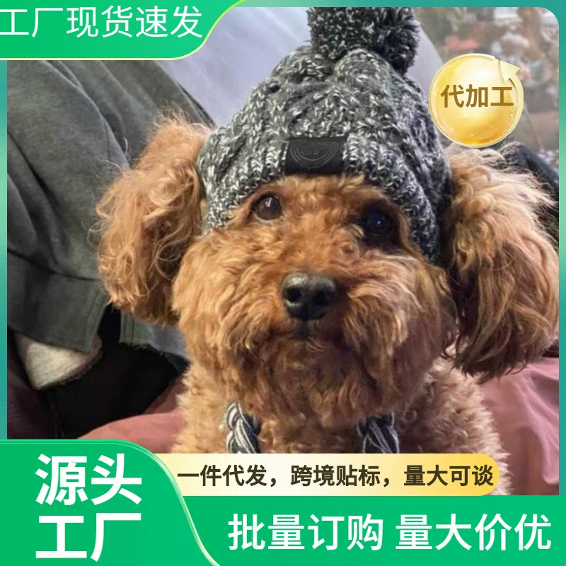 Новый головной убор для домашних животных, осенне-зимний меховой мяч, теплый незамерзающий ветер, пушистый мяч, вязаная большая и Маленькая вязаная шапка для собак