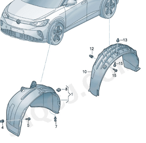 ID4 ID6 front and rear fender lining original factory new 11A810971
