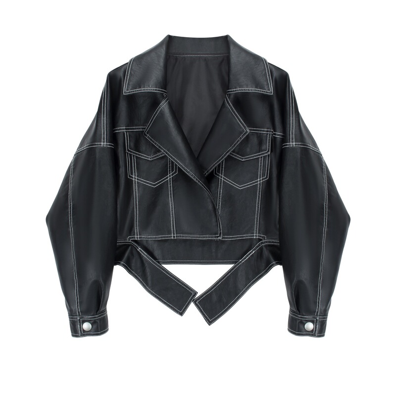 Leather Jacket for Women Spring & Fall 2023 New Versatile Motorcycle Leather Jacket Loose Short Top Trendy Topstitch Texture Leather Jacket for Women Spring & Fall 2023 New Versatile Motorcycle Leather Jacket Loose Short Top Trendy Topstitch Texture