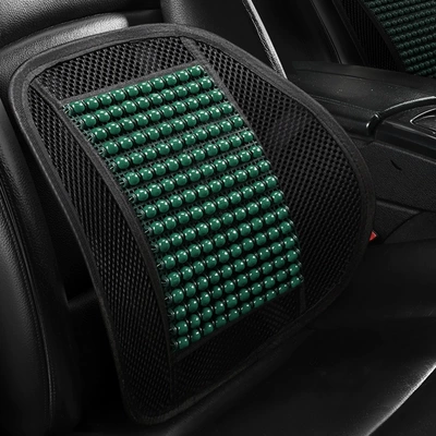 Summer Wooden Bead Cushion Car Seat Cushion Lumbar Support Ventilated Breathable Massage Waist Support Office Seat Back Cushion Lumbar Cushion (Cool pad) - berlin-green-lumbar-support