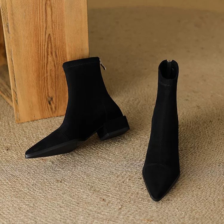 Winter cowboy laarzen voor dames van suède met warme voering_voghion.com