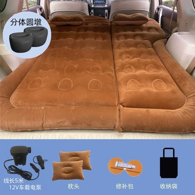 Off-Road Vehicle Backseat Sleeping Folding | Vehicle-mounted inflatable bed - tailgate-and-rear-seat-dual-use-suv-honeycomb-brown-with-5m-pump-a-pair-of-round-piers