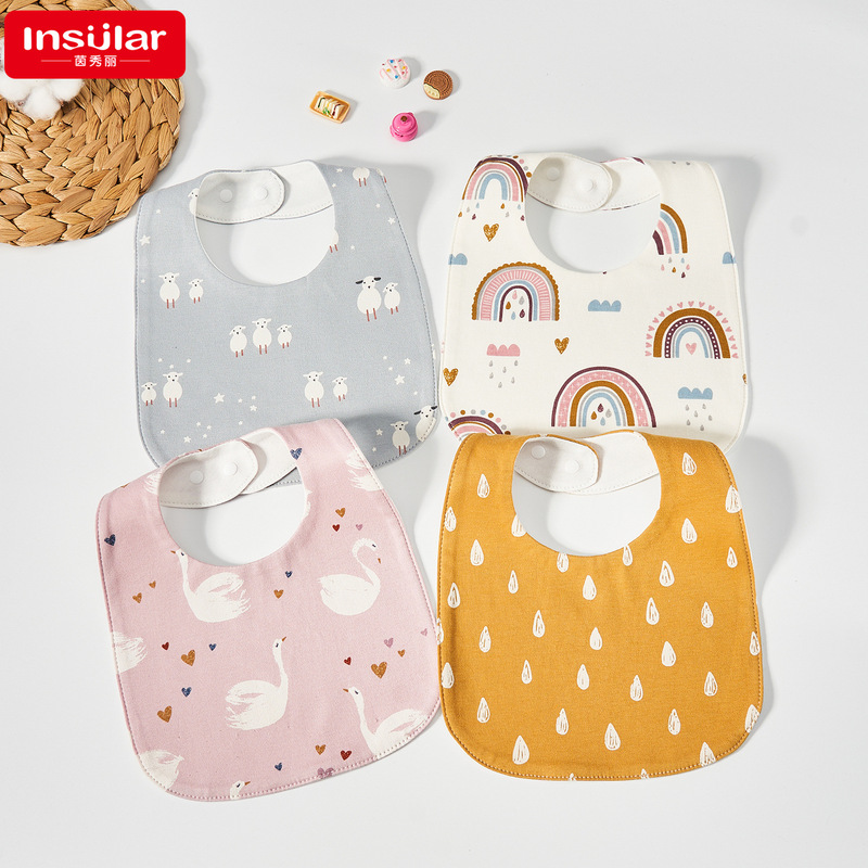 Baby waterproof bib U-shaped bib children's eating bib baby pure cotton waterproof spitting milk bib